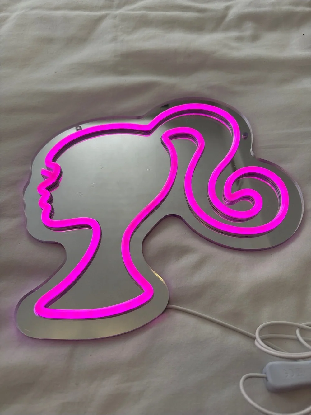 Barbie Pink Neon Silhouette Wall Mirror Light